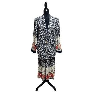 Kensington Square Womens 2 Piece Blazer Jacket Floral Skirt Set USA Size Medium